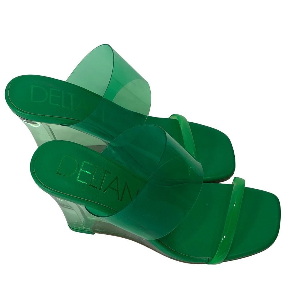 DELTAN EMMY CLEAR VINYL WEDGE SANDALS‎ SIZE 6 NEW WITHOUT BOX